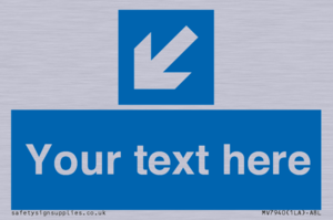 Custom Mandatory directional sign, blue arrow down and left